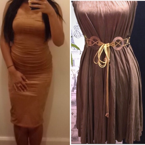 Dresses & Skirts - POCAHONTAS STYLE SUEDE TYPE FLARE SKIRT 13%SPANDEX